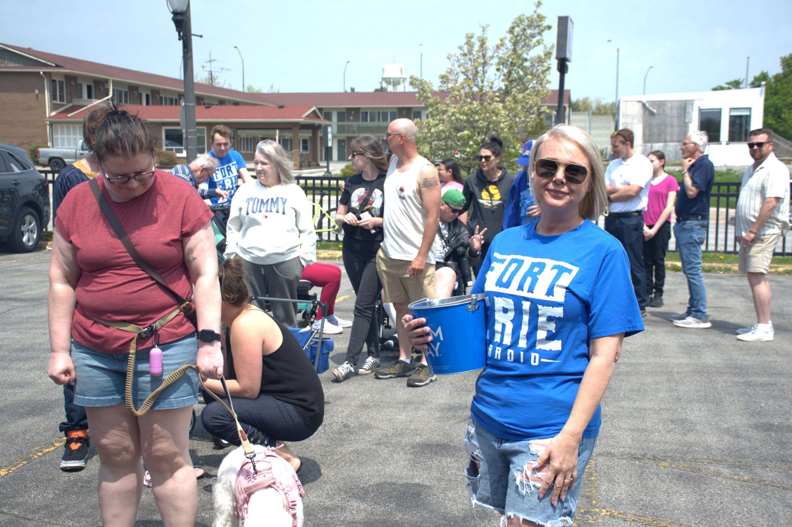 Melissa Godwin collecting donations at the Fort Erie Radio barbecue.